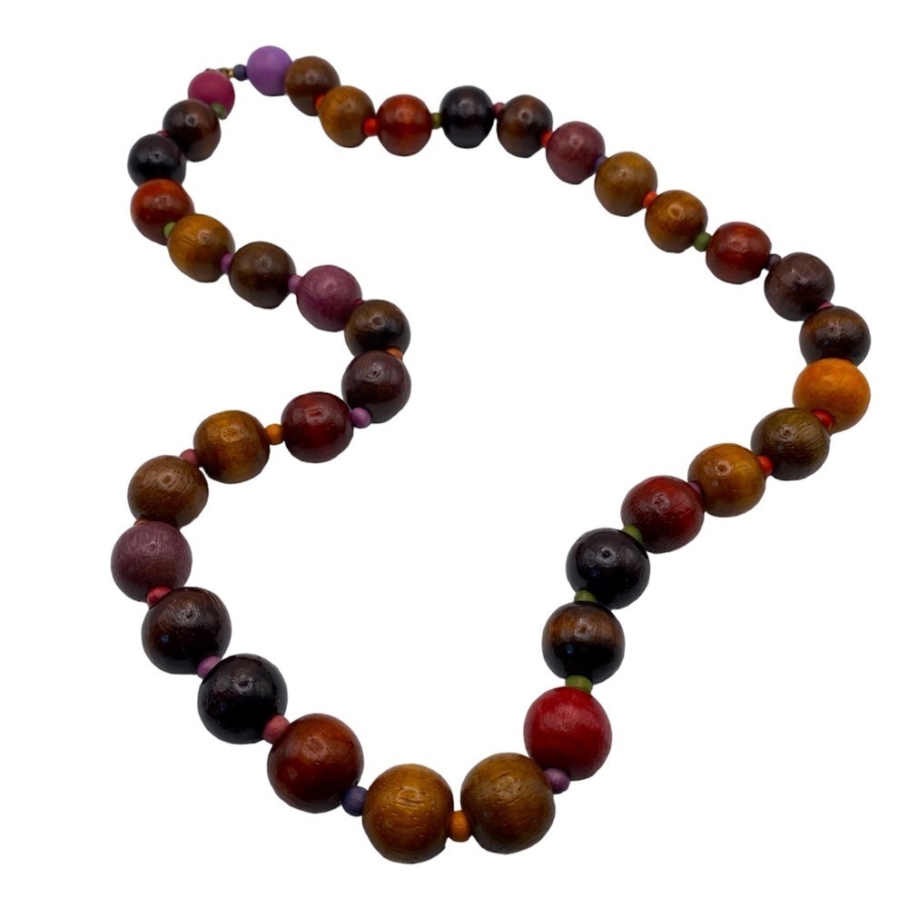 Vintage Multicolor Wood Bead Necklace